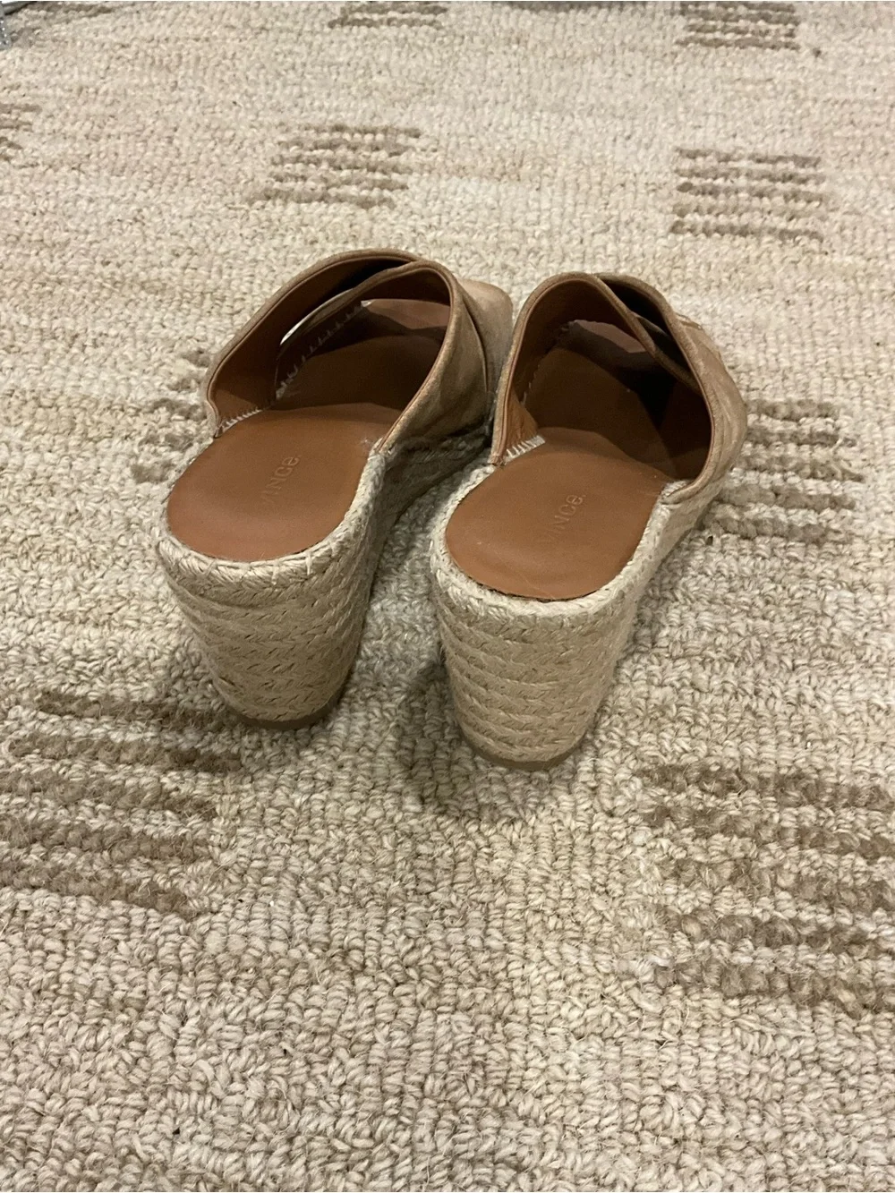 Vince Suede Crisscross Espadrille Wedge - Tan